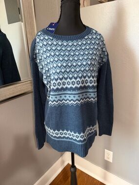 NWT Chaps Fair Isle Preppy Sweater Blue Size Medium.